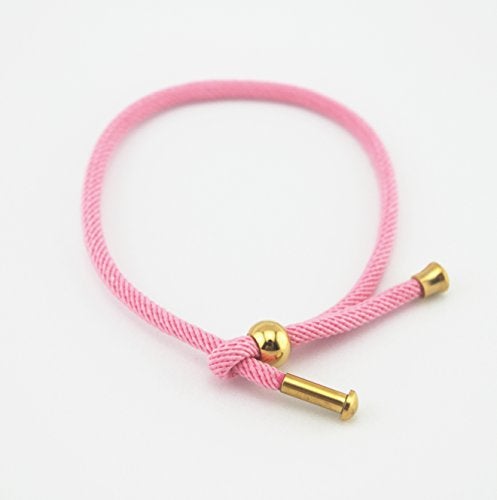 Glory Qin Adjustable Hand Rope Knitted Rope Hand Chain Stainless Steel Buckle Bracelet DIY Hand Rope (Pink) - Image 3