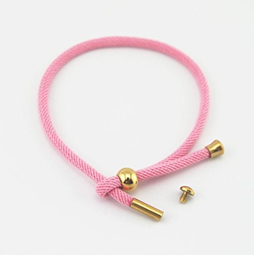 Glory Qin Adjustable Hand Rope Knitted Rope Hand Chain Stainless Steel Buckle Bracelet DIY Hand Rope (Pink) - Image 1