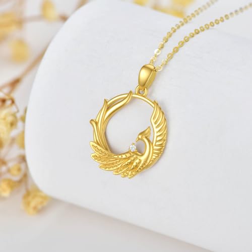 SISGEM Solid Gold 14K Phoenix Necklace for Women, Real Gold Natural Diamond Pendant Necklace Fine Jewelry Anniversary Mother's Day Gift for Wife, Mom - Image 3