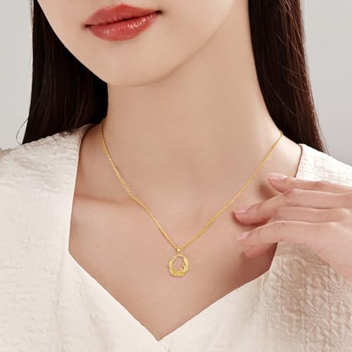 SISGEM Solid Gold 14K Phoenix Necklace for Women, Real Gold Natural Diamond Pendant Necklace Fine Jewelry Anniversary Mother's Day Gift for Wife, Mom - Image 2