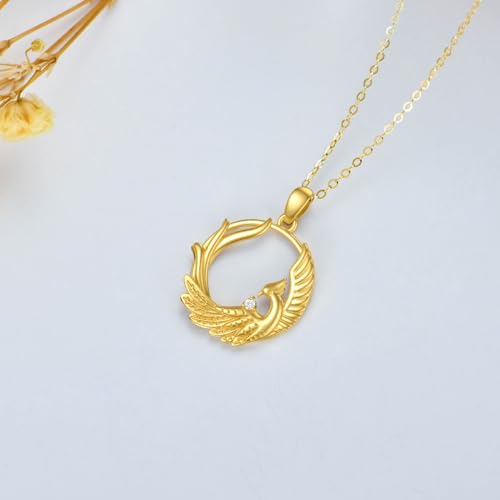 SISGEM Solid Gold 14K Phoenix Necklace for Women, Real Gold Natural Diamond Pendant Necklace Fine Jewelry Anniversary Mother's Day Gift for Wife, Mom - Image 4