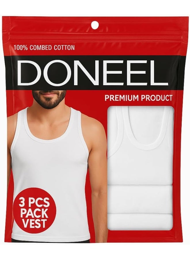Doneel قميص داخلي بدون أكمام من DONEEL، أبيض، عبوة من 3، سترة للرجال، مقاس XL - Image 2