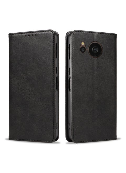 Japanese Sharp Sense9 Magnetic Leather Case Wish4 Phone Case Libero 5G IV Flip Cover Protective Case-Color:Black-Applicable Model:ZTE Nubia S 5G (A403ZT)