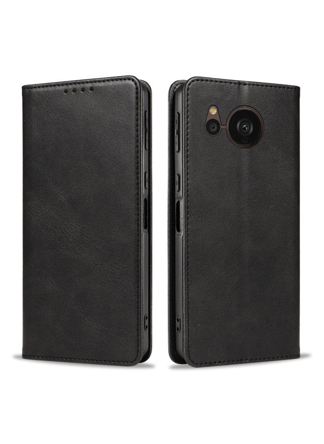 Generic - Japanese Sharp Sense9 Magnetic Leather Case Wish4 Phone Case Libero 5G IV Flip Cover Protective Case-Color:Black-Applicable Model:ZTE Nubia S 5G (A403ZT) - Image 1