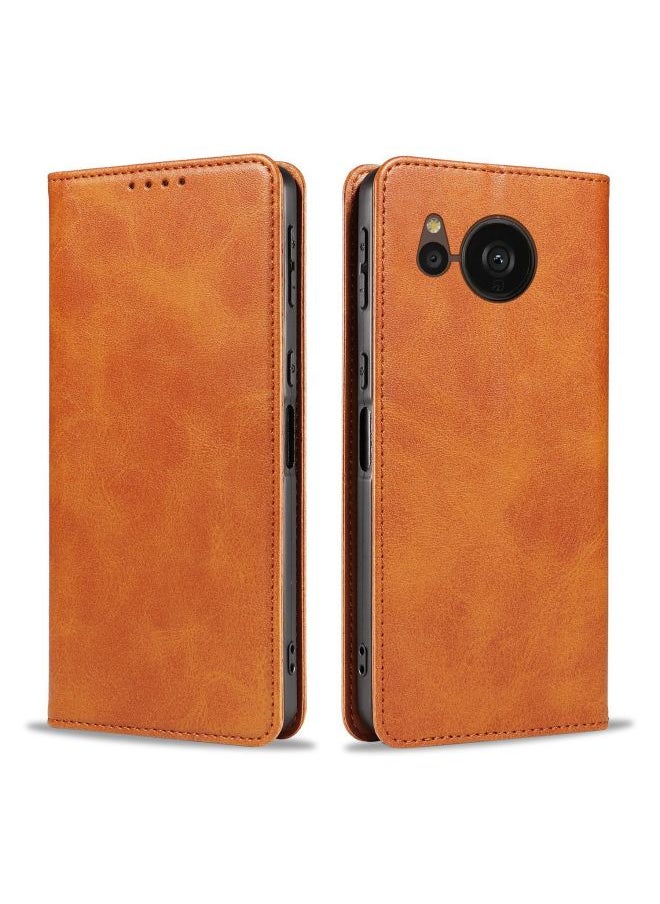 Generic - Japanese Sharp Sense9 Magnetic Leather Case Wish4 Phone Case Libero 5G IV Flip Cover Protective Case-Color:Black-Applicable Model:ZTE Nubia S 5G (A403ZT) - Image 1