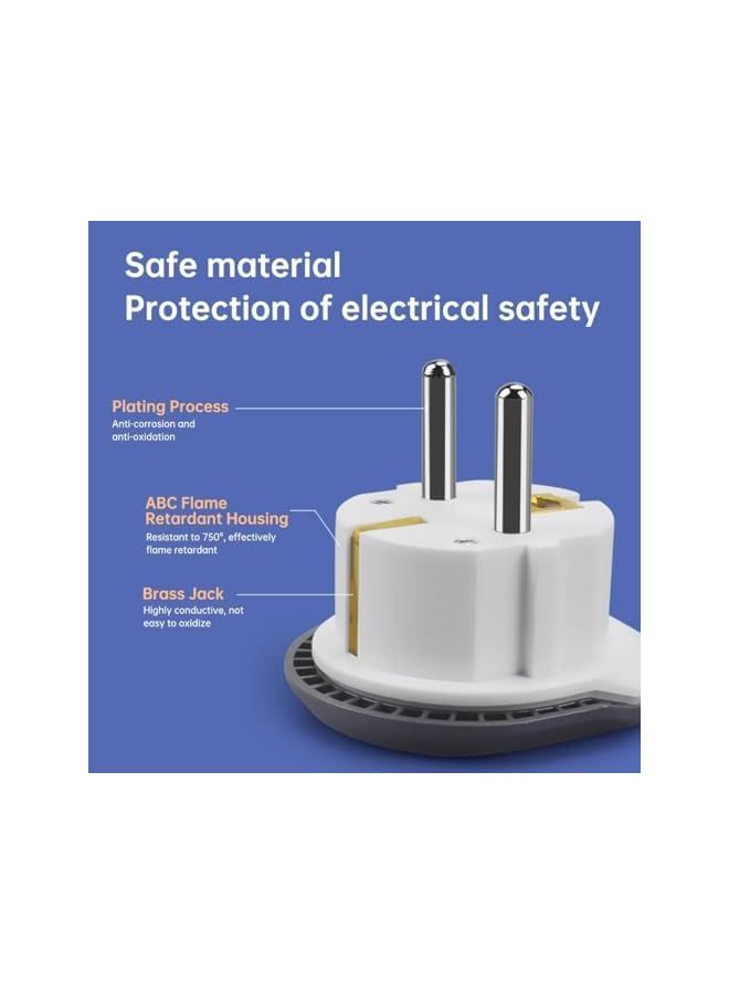 promass 2pcs Universal Travel Adapter Plug Converter – Compatible With UAE, USA, EU, UK, AU, CN to KSA/EU/Germany Socket- Perfect For Business Trips & Holidays – Ideal For Cell Phones, Laptops & More - Image 3