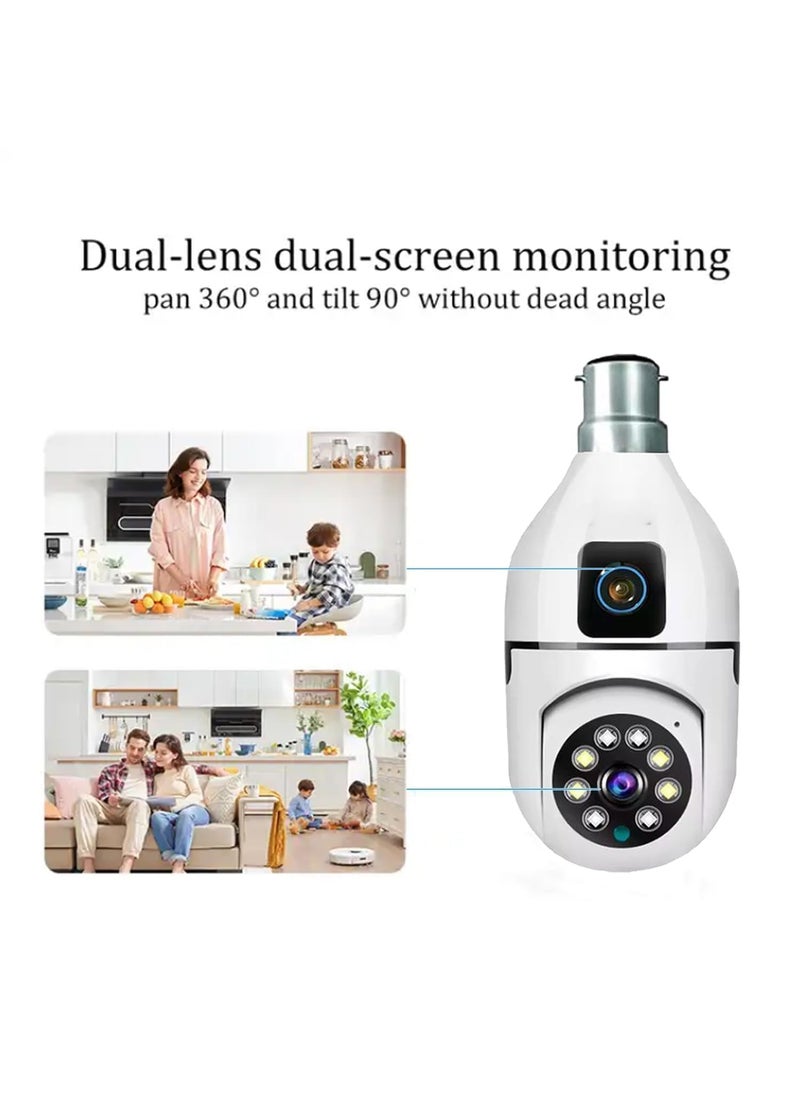 COUNTRYCAM 3MP Dual Lens WiFi Bulb Security Camera 360 Wireless Light Socket Camera with Motion Detection Color Night Vision 2Way Audio IndoorOutdoor Surveillance SD Card Support Upto 128GB