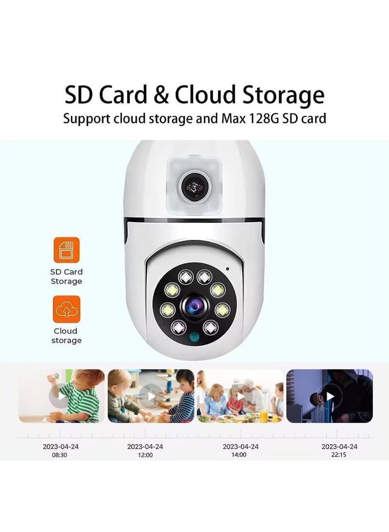 COUNTRYCAM 3MP Dual Lens WiFi Bulb Security Camera 360 Wireless Light Socket Camera with Motion Detection Color Night Vision 2Way Audio IndoorOutdoor Surveillance SD Card Support Upto 128GB