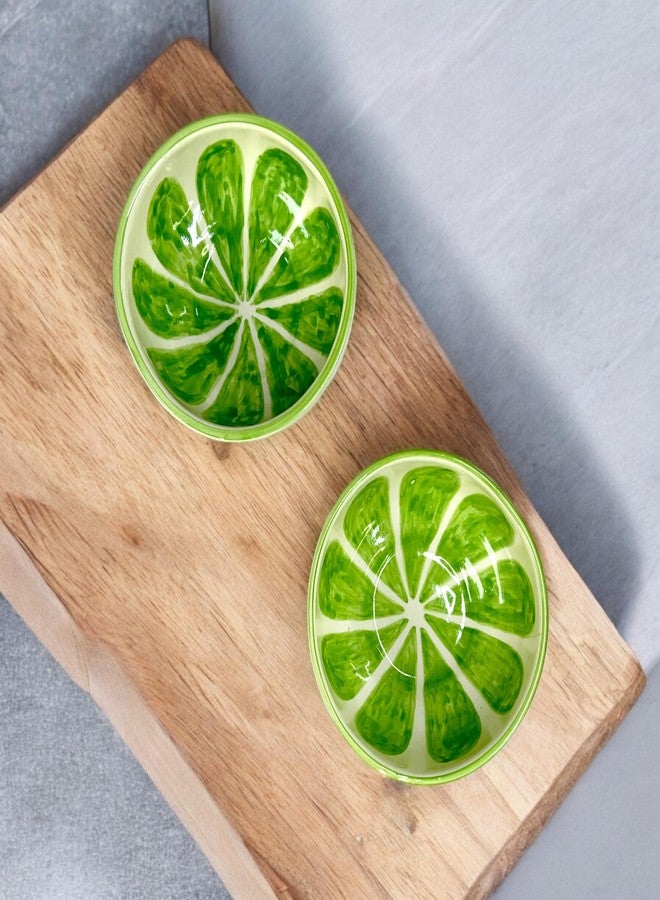 BACKKSPACE RETAIL Elegant Ceramic Fruit & Snack Bowls - Pack of 2, 500ml Capacity Each -White&Green - Perfect for Serving Fruits, Snacks, and Desserts - Stylish and Durable Design for Everyday Use - Image 3