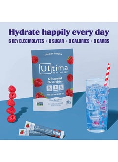Ultima Replenisher Daily Electrolyte Powder Drink Mix – Blue Raspberry, 20 Stickpacks – Hydration Packets with 6 Electrolytes and Trace Minerals – Keto Friendly, Vegan, Non-GMO and Sugar-Free  - Image 3