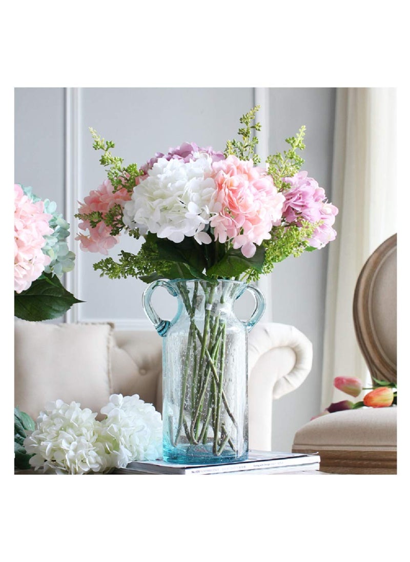 Sunkey Flower Vase Glass Elegant Double Ear Decorative Handmade Air Bubbles Bluish Color Glass Vase for Centerpiece Home Decor (Large)  - Image 3