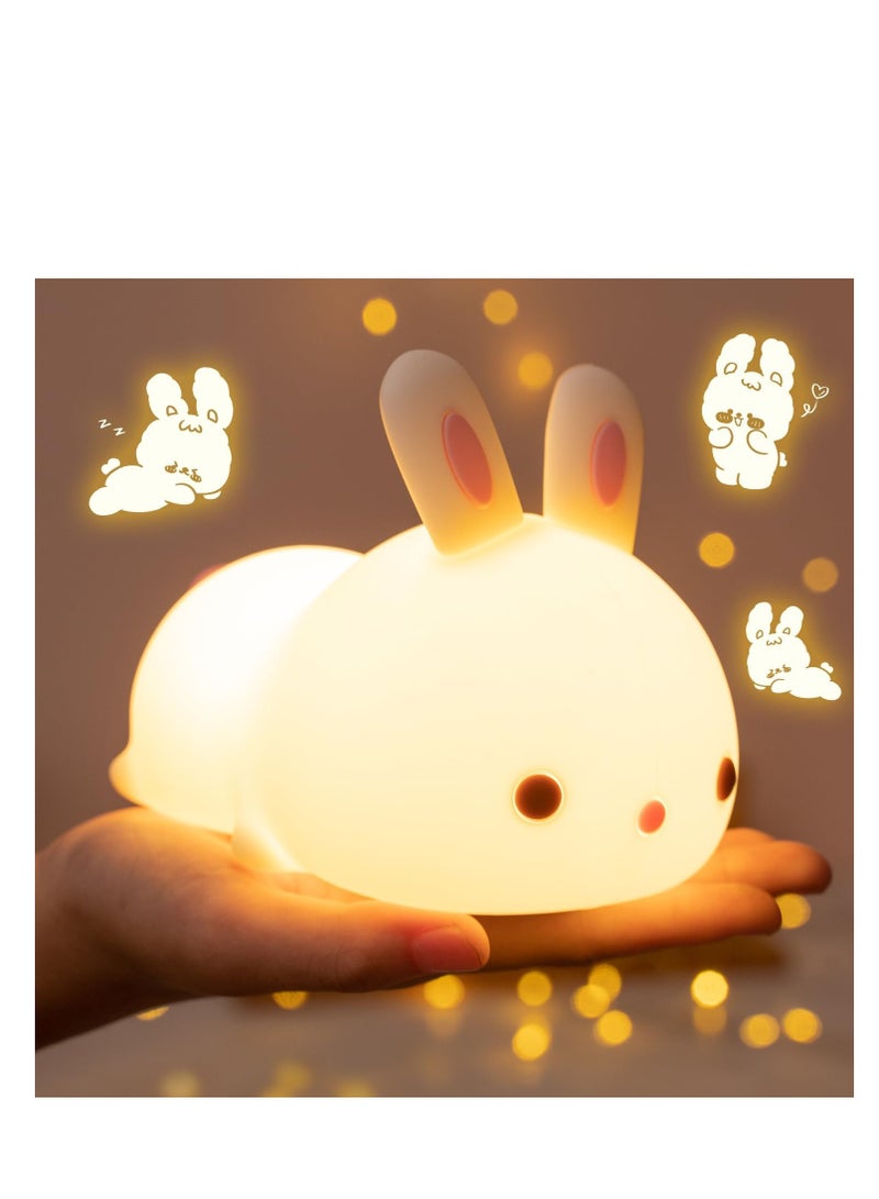 One Fire Bunny Night Light for Kids Lamp Cute Lamp, Kawaii 16 Colors Baby Night Lights for Baby Nursery,Soft Rechargeable Nightlight for Kids Room,Toddler Room Decor Kawaii Stuff Bunny Accessories Girls Gifts - Image 1