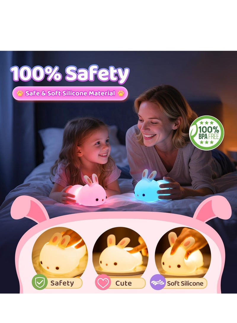 One Fire Bunny Night Light for Kids Lamp Cute Lamp, Kawaii 16 Colors Baby Night Lights for Baby Nursery,Soft Rechargeable Nightlight for Kids Room,Toddler Room Decor Kawaii Stuff Bunny Accessories Girls Gifts - Image 2