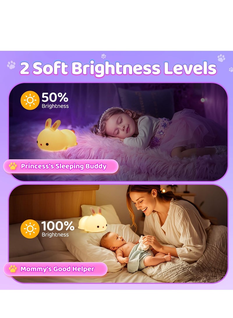 One Fire Bunny Night Light for Kids Lamp Cute Lamp, Kawaii 16 Colors Baby Night Lights for Baby Nursery,Soft Rechargeable Nightlight for Kids Room,Toddler Room Decor Kawaii Stuff Bunny Accessories Girls Gifts - Image 5