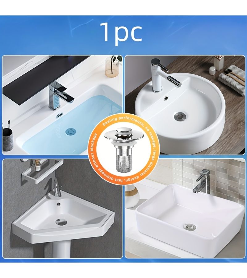 Stainless Steel Pop Up Sink Drain Filter With Removable Basket Anti Clog Hair Collector For Bathtub Shower And Sink Easy To Replace Plug Snap On Mechanism - Image 4
