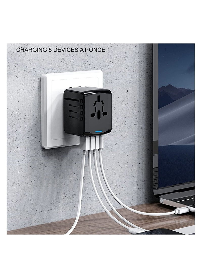 Universal Travel Adapter, All-in-one Travel Wall Charger Converter, International Power Adapter with Smart High Speed 2.4A 4 USB Ports - Image 4