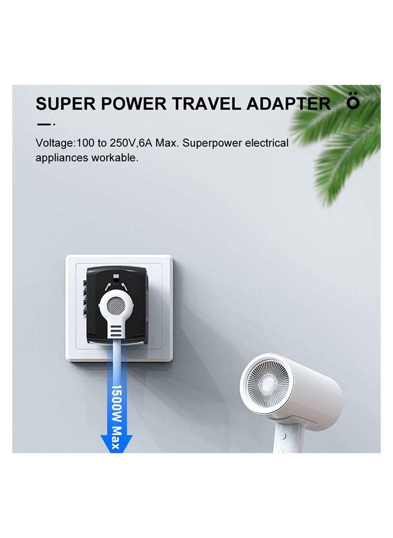 Universal Travel Adapter, All-in-one Travel Wall Charger Converter, International Power Adapter with Smart High Speed 2.4A 4 USB Ports - Image 3
