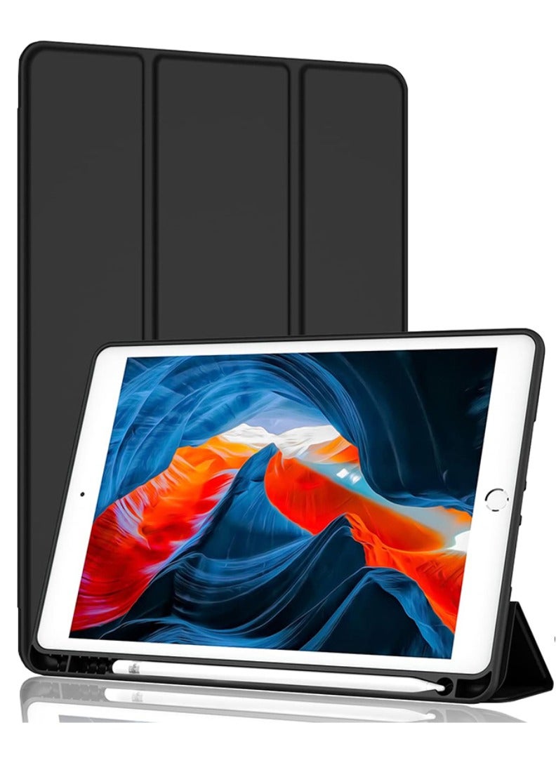 Theodor Protective iPad 10.2 Case iPad 9th Gen 2021/ iPad 8th Gen 2020/ iPad 7th Gen 2019 Case, Slim Stand Smart Cover With Pencil Holder -Black - Image 1