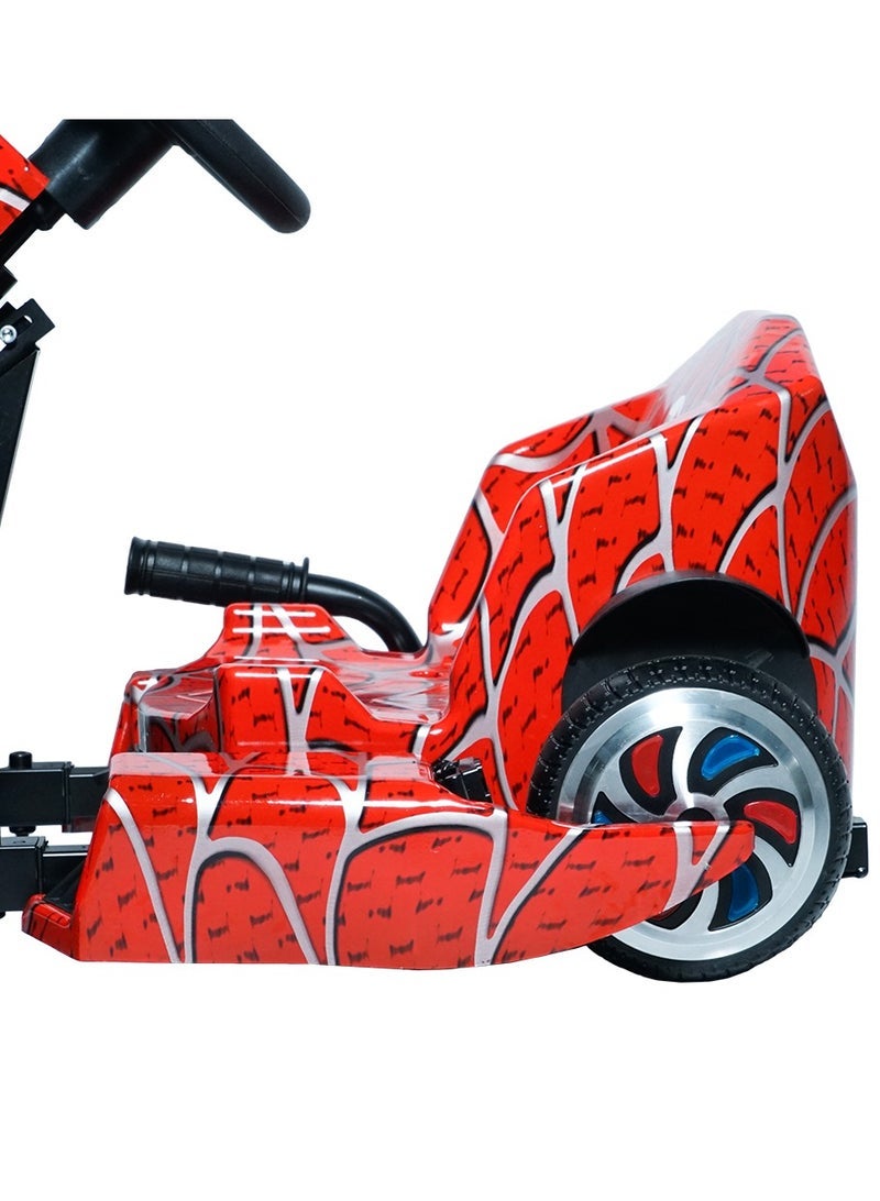 Crony kids electric go-kart jl001-04, 250w motor, 15–20 km/h speed, 36v/3.6ah battery, 8–10 km range, supports riders up to 65 kg, led-light wheels, fire-themed design, hand brakes, durable aluminum alloy frame, safe & fun go-kart for kids, includes full safety kit, perfect for outdoor adventures, smooth control, great gift for young racers Red Spider - Image 3