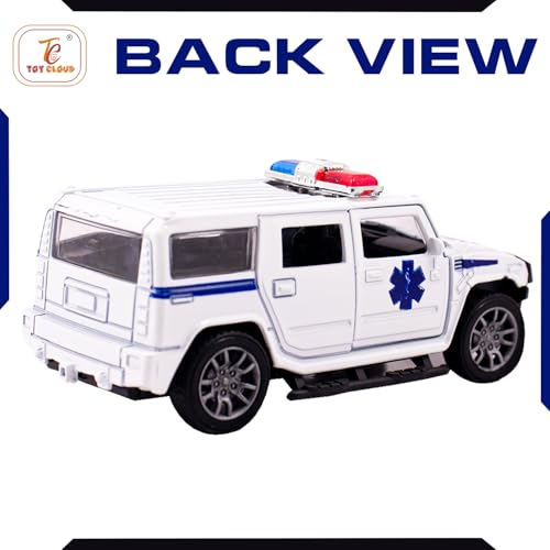 Toy Cloud Hummer Ambulance Car 1:32 Scale Die-Cast Metal Toy with Opening Doors and Pull Back Action Realistic Toy Car - Image 5