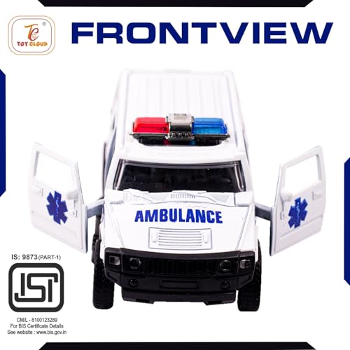 Toy Cloud Hummer Ambulance Car 1:32 Scale Die-Cast Metal Toy with Opening Doors and Pull Back Action Realistic Toy Car - Image 3