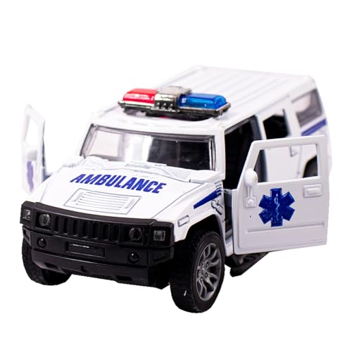 Toy Cloud Hummer Ambulance Car 1:32 Scale Die-Cast Metal Toy with Opening Doors and Pull Back Action Realistic Toy Car - Image 2