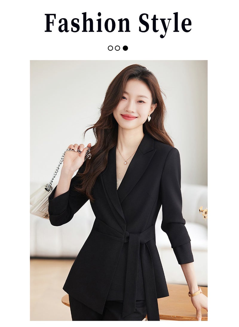 Moovant 2Pcs Business Casual Outfits for Women, Women's Professional Suit Set, Elegant Business Blazer and Pants, Tailored Fit Office Wear, Black  - Image 4