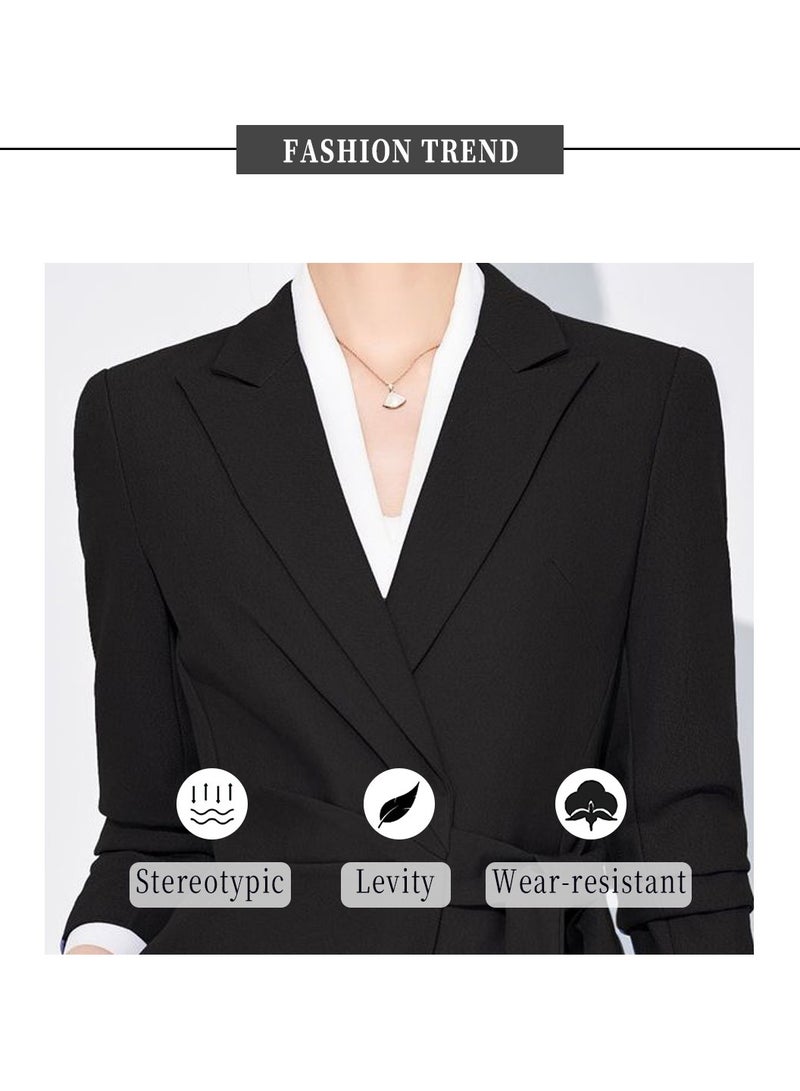 Moovant 2Pcs Business Casual Outfits for Women, Women's Professional Suit Set, Elegant Business Blazer and Pants, Tailored Fit Office Wear, Black  - Image 5
