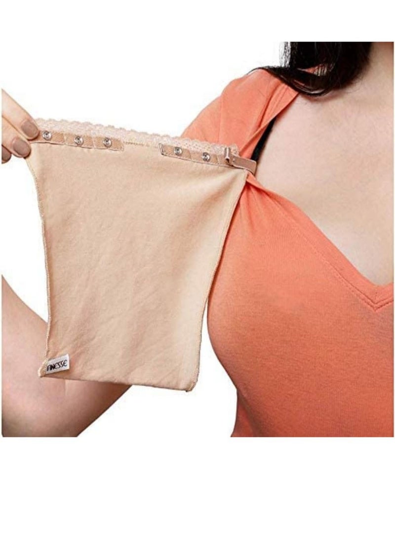 Glamroot Women's Cotton Camisole Cleavage Cover Clip-on Mock Lace Camisecret - Set of 4 (Black, White, Skin, Red) - Image 5