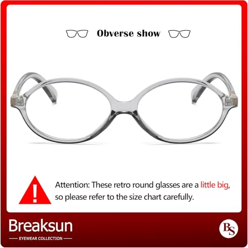 Breaksun Fashion Oval Glasses for Women Men Retro Round Tortoise Frame Blue Light Glasses Nerd Eyeglasses (Clear Grey) - Image 4