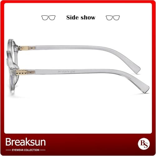 Breaksun Fashion Oval Glasses for Women Men Retro Round Tortoise Frame Blue Light Glasses Nerd Eyeglasses (Clear Grey) - Image 5