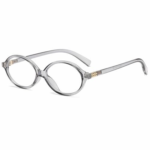 Breaksun Fashion Oval Glasses for Women Men Retro Round Tortoise Frame Blue Light Glasses Nerd Eyeglasses (Clear Grey) - Image 1