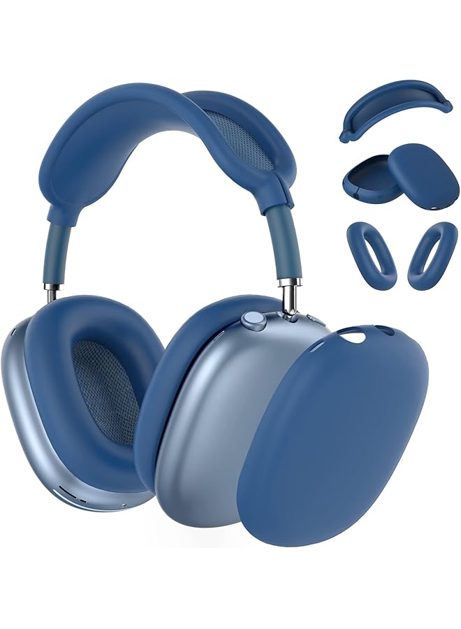 erorex Silicone Case Cover For Air Pods Max Headphones Anti Scratch Ear Pad Case Cover Ear Cups Cover Headband Cover For Air Pods Max Accessories Soft Silicone Skin Protector For Air Pods Max Dark Blue - Image 1