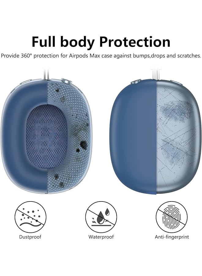 erorex Silicone Case Cover For Air Pods Max Headphones Anti Scratch Ear Pad Case Cover Ear Cups Cover Headband Cover For Air Pods Max Accessories Soft Silicone Skin Protector For Air Pods Max Dark Blue - Image 3
