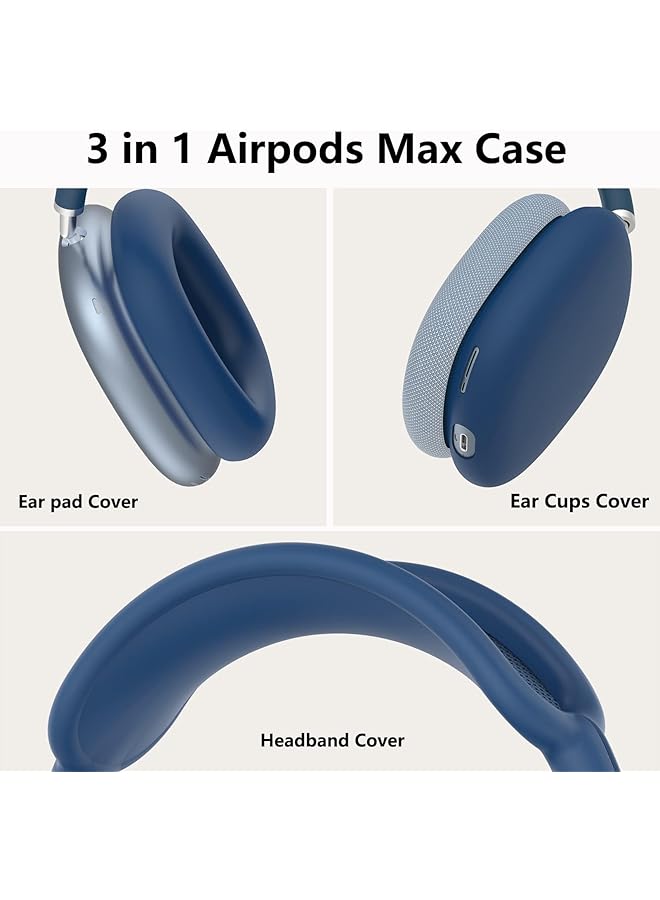 erorex Silicone Case Cover For Air Pods Max Headphones Anti Scratch Ear Pad Case Cover Ear Cups Cover Headband Cover For Air Pods Max Accessories Soft Silicone Skin Protector For Air Pods Max Dark Blue - Image 4