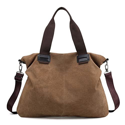 Sunshinejing Women's Canvas Tote Bag Shoulder Crossbody Purses Work Travel Handbag(Vintage Brown) - Image 1
