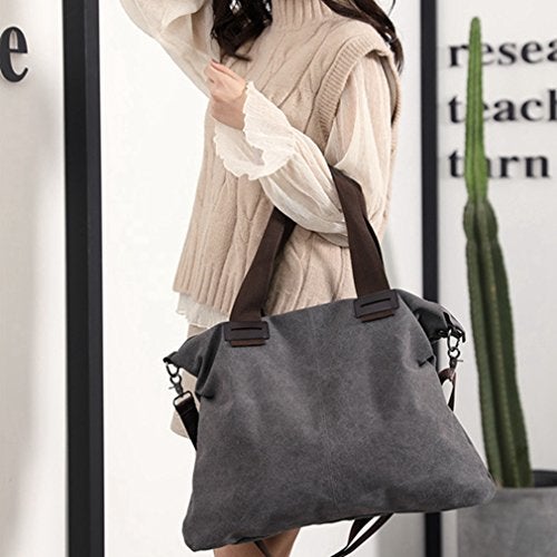 Sunshinejing Women's Canvas Tote Bag Shoulder Crossbody Purses Work Travel Handbag(Vintage Brown) - Image 4