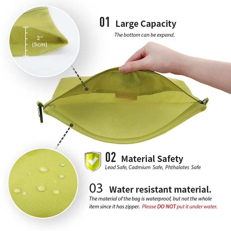 pack all Water-resistant Material Zipper Pouch, Mesh Zipper Bags for Storage, Travel, Office (Green, Small) - Image 3