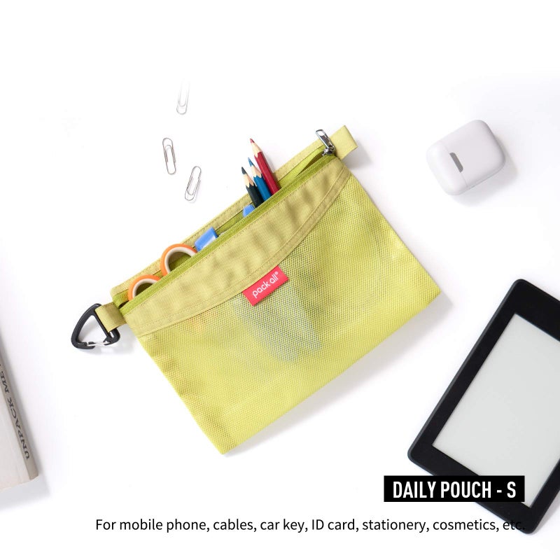 pack all Water-resistant Material Zipper Pouch, Mesh Zipper Bags for Storage, Travel, Office (Green, Small) - Image 2