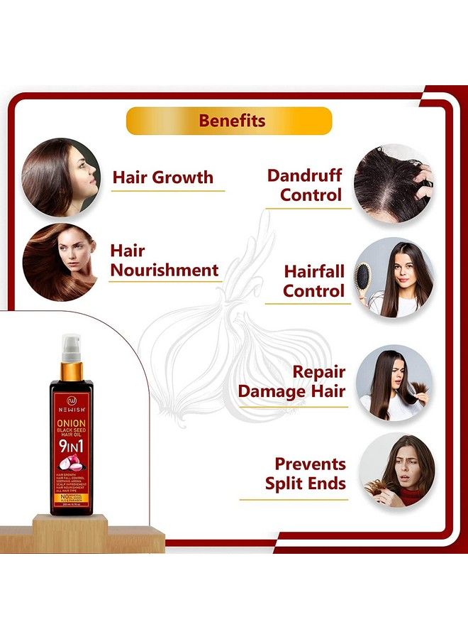 Newish Pure Cold Pressed Sweet Almond Oil For Growth And Organico Onion Hair Oil For Hair Growth Anti Dandruff & Red Oninin ; Hair Regrownz Black Seed Oil For Women 200Ml Each - Image 3