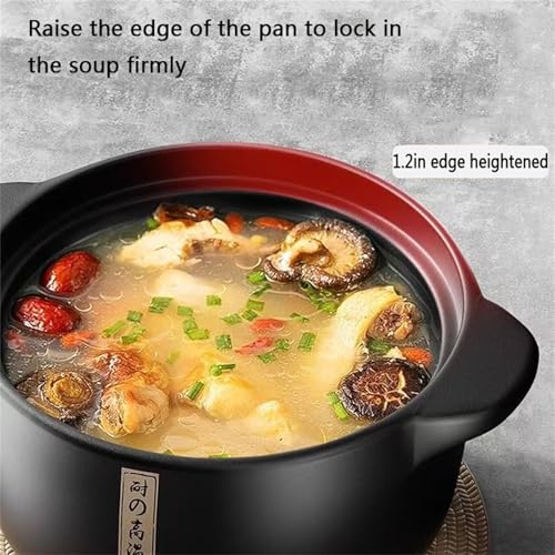 MWNAGO Clay Pot for Cooking, 1.7 Quart Ceramic Pot for Cooking with Lid, Ceramic Casserole Rice Pot Clay Pots for Cooking Chinese Ceramic Casserole,Earthenware Pot,Asian Rice Cooker Pot Cookware Stew Pot Stockpot - Image 5