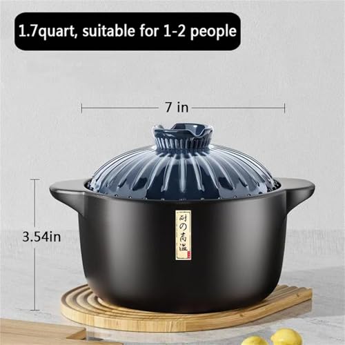 MWNAGO Clay Pot for Cooking, 1.7 Quart Ceramic Pot for Cooking with Lid, Ceramic Casserole Rice Pot Clay Pots for Cooking Chinese Ceramic Casserole,Earthenware Pot,Asian Rice Cooker Pot Cookware Stew Pot Stockpot - Image 4