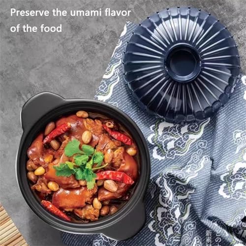 MWNAGO Clay Pot for Cooking, 1.7 Quart Ceramic Pot for Cooking with Lid, Ceramic Casserole Rice Pot Clay Pots for Cooking Chinese Ceramic Casserole,Earthenware Pot,Asian Rice Cooker Pot Cookware Stew Pot Stockpot - Image 2