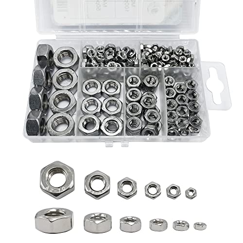ECKJ 210PCS 304 Stainless Steel Hex Nuts Assortment Kit for Screw Bolt with 6 Sizes DIN 934 (M3 M4 M5 M6 M8 M10) Great Replacement Fasteners for Professionals, Repairmen or DIY, Meet Your Every Needs - Image 1