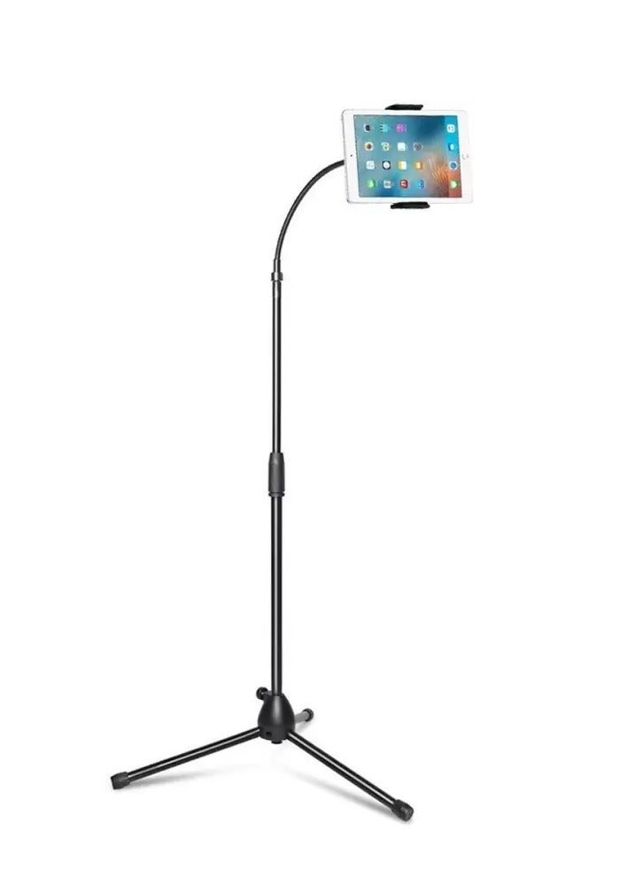 حامل ثلاثي القوائم قابل للتعديل بزاوية 360 درجة للهواتف المحمولة والتابلت مقاس 3.5-12.5 بوصة أسود