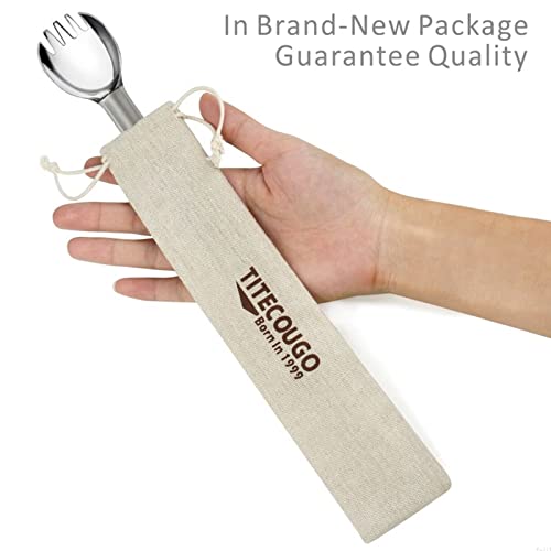 TITECOUGO Titanium Spork, Camping Long Spork Titanium Multitool Lightweight Camp Outdoors Hiking Travel Convenient Picnic Spoon Fork for Men Women Portable Flatware 1 pack - Image 4
