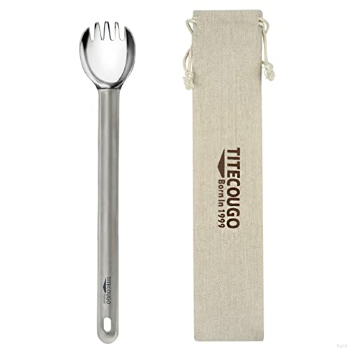 TITECOUGO Titanium Spork, Camping Long Spork Titanium Multitool Lightweight Camp Outdoors Hiking Travel Convenient Picnic Spoon Fork for Men Women Portable Flatware 1 pack - Image 1
