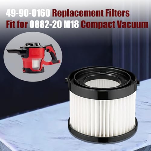 BLOLACDZ 4 Pack 49-90-0160 Replacement Vacuum Filters Compatible with Milwaukee Compact Vacuum 0882-20 |Fits Part #49-90-0160 |HEPA Dust Filter 49-90-195 - Image 5