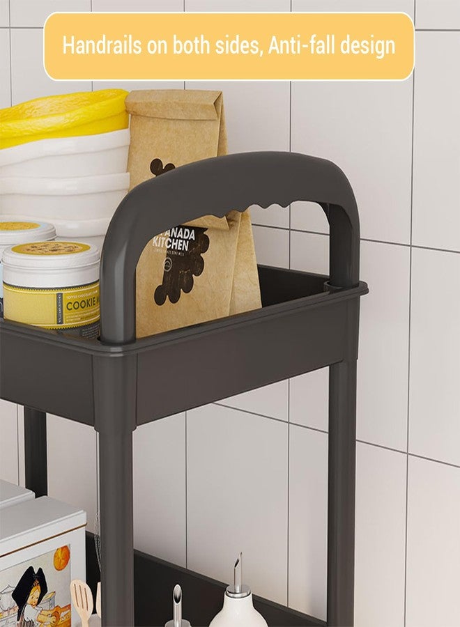 Lukzer 3-Tier Multipurpose Plastic Storage Rack with Wheels & Side Hooks | Rolling Utility Organizer Shelf for Kitchen, Bathroom, Office & Home Use – 38.5 x 26 x 63 cm (Black) CH-094 - Image 5