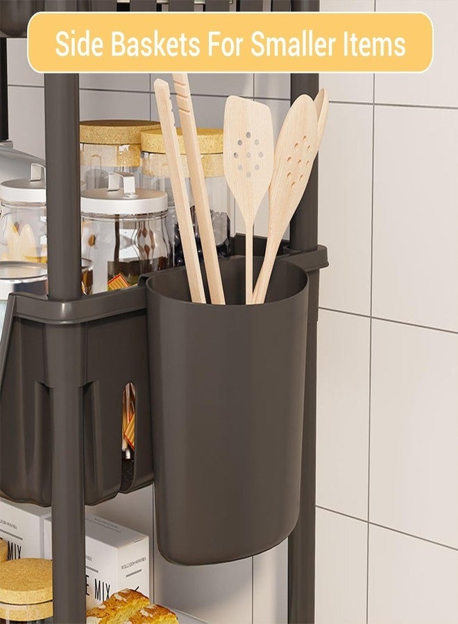 Lukzer 3-Tier Multipurpose Plastic Storage Rack with Wheels & Side Hooks | Rolling Utility Organizer Shelf for Kitchen, Bathroom, Office & Home Use – 38.5 x 26 x 63 cm (Black) CH-094 - Image 2